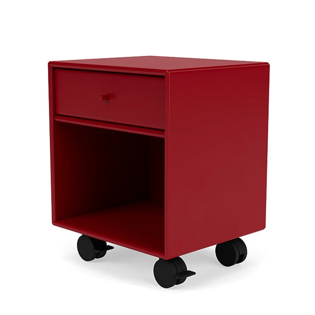 Montana Dream Nightstand With Castors, Beetroot Red