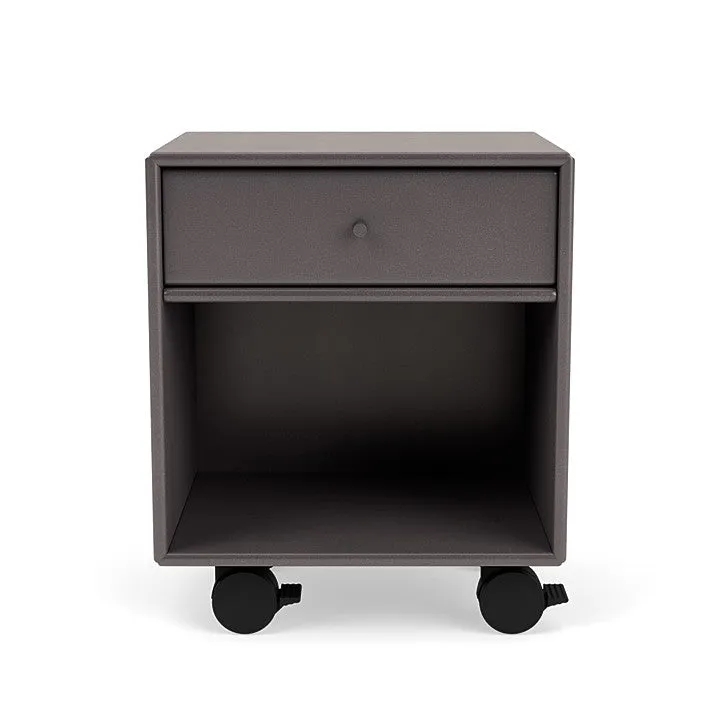 Montana Dream Nightstand With Castors, Coffee Brown
