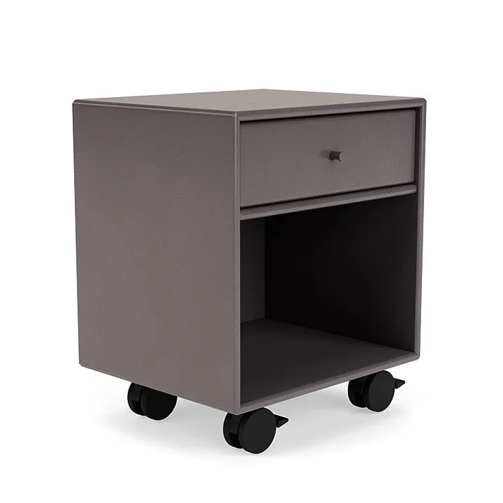 Montana Dream Nightstand With Castors, Coffee Brown