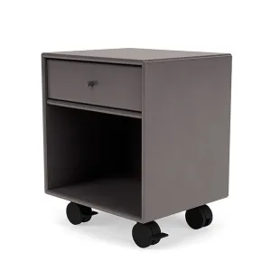 Montana Dream Nightstand With Castors, Coffee Brown