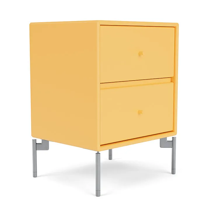 Montana Drift Drawer Module With Legs, Acacia/Matt Chrome