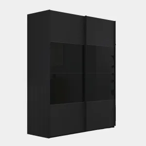 Montpellier - Black Matte & Glossy Glass 2 Door Sliding Wardrobe