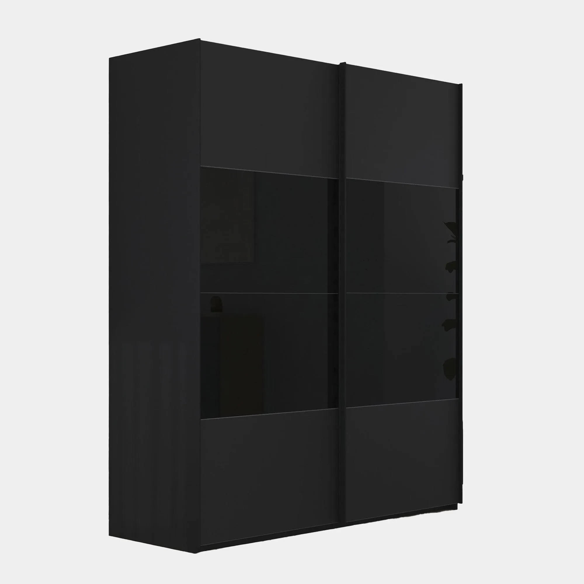 Montpellier - Black Matte & Glossy Glass 2 Door Sliding Wardrobe