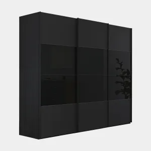 Montpellier - Black Matte & Glossy Glass 3 Door Sliding Wardrobe