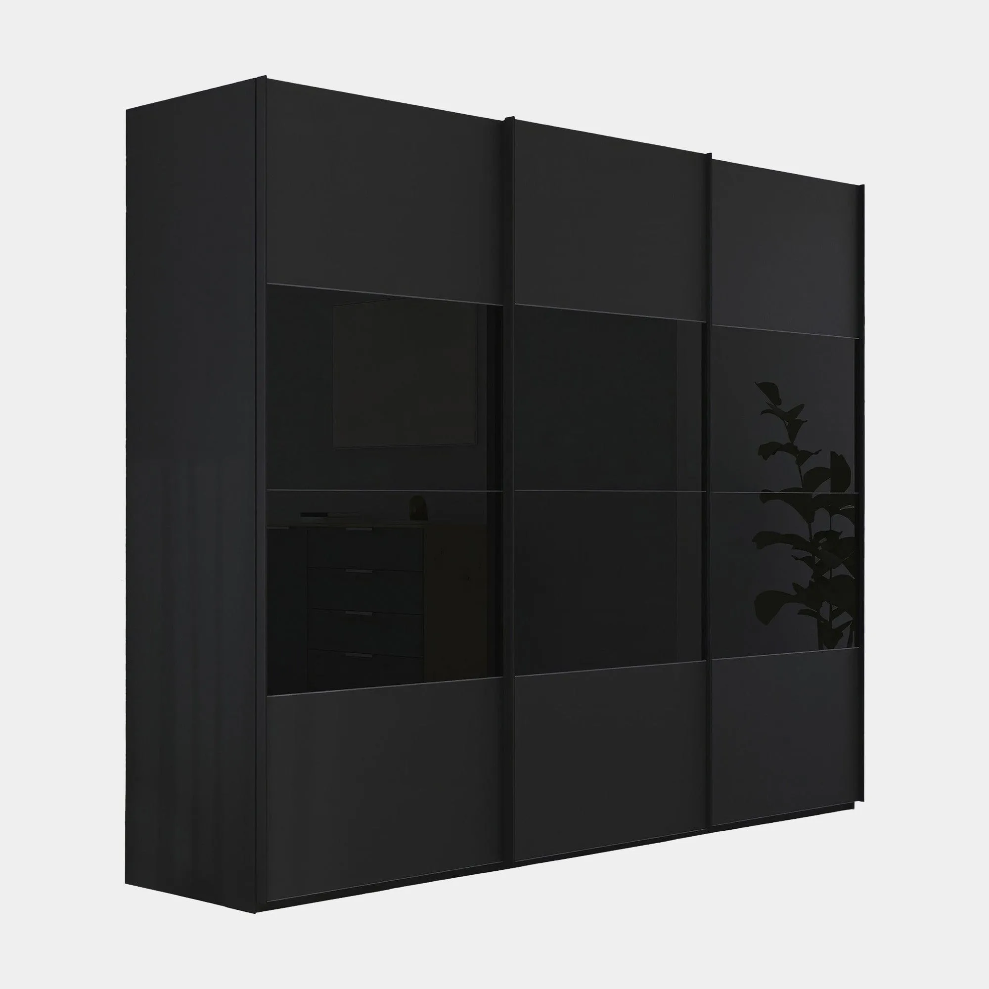 Montpellier - Black Matte & Glossy Glass 3 Door Sliding Wardrobe