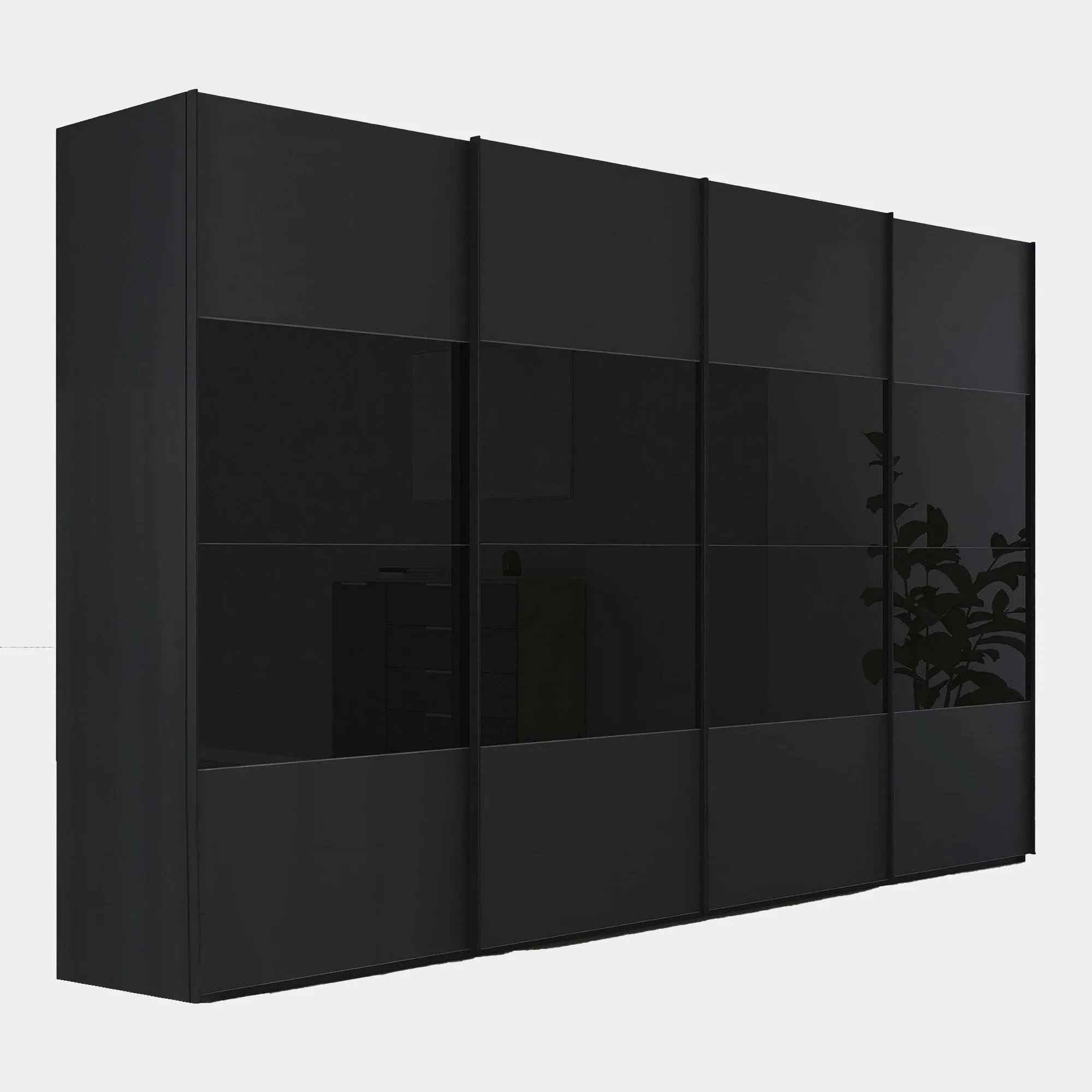 Montpellier - Black Matte & Glossy Glass 4 Door Sliding Wardrobe