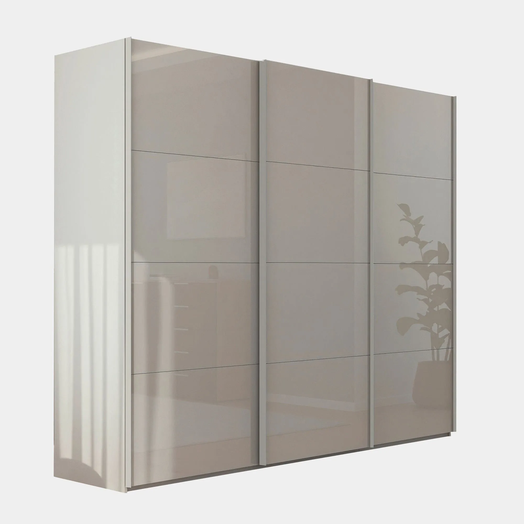 Montpellier - Champagne Glossy Glass 3 Door Sliding Wardrobe