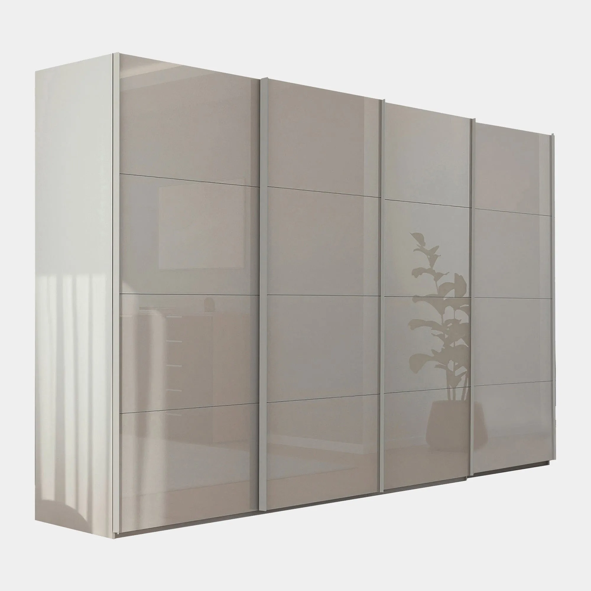 Montpellier - Champagne Glossy Glass 4 Door Sliding Wardrobe