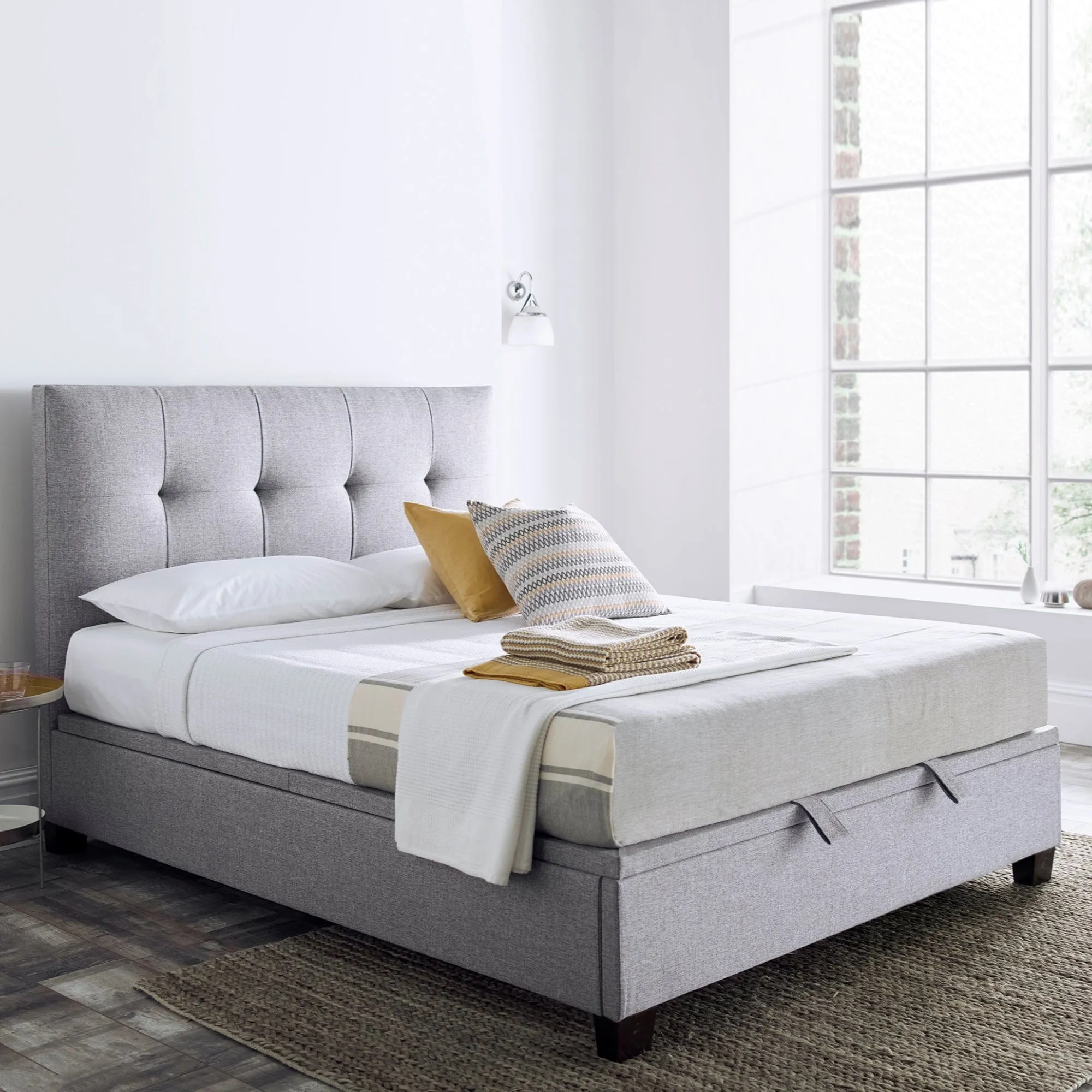Nicola - Ottoman Bed Frame In Fabric Marbella Grey
