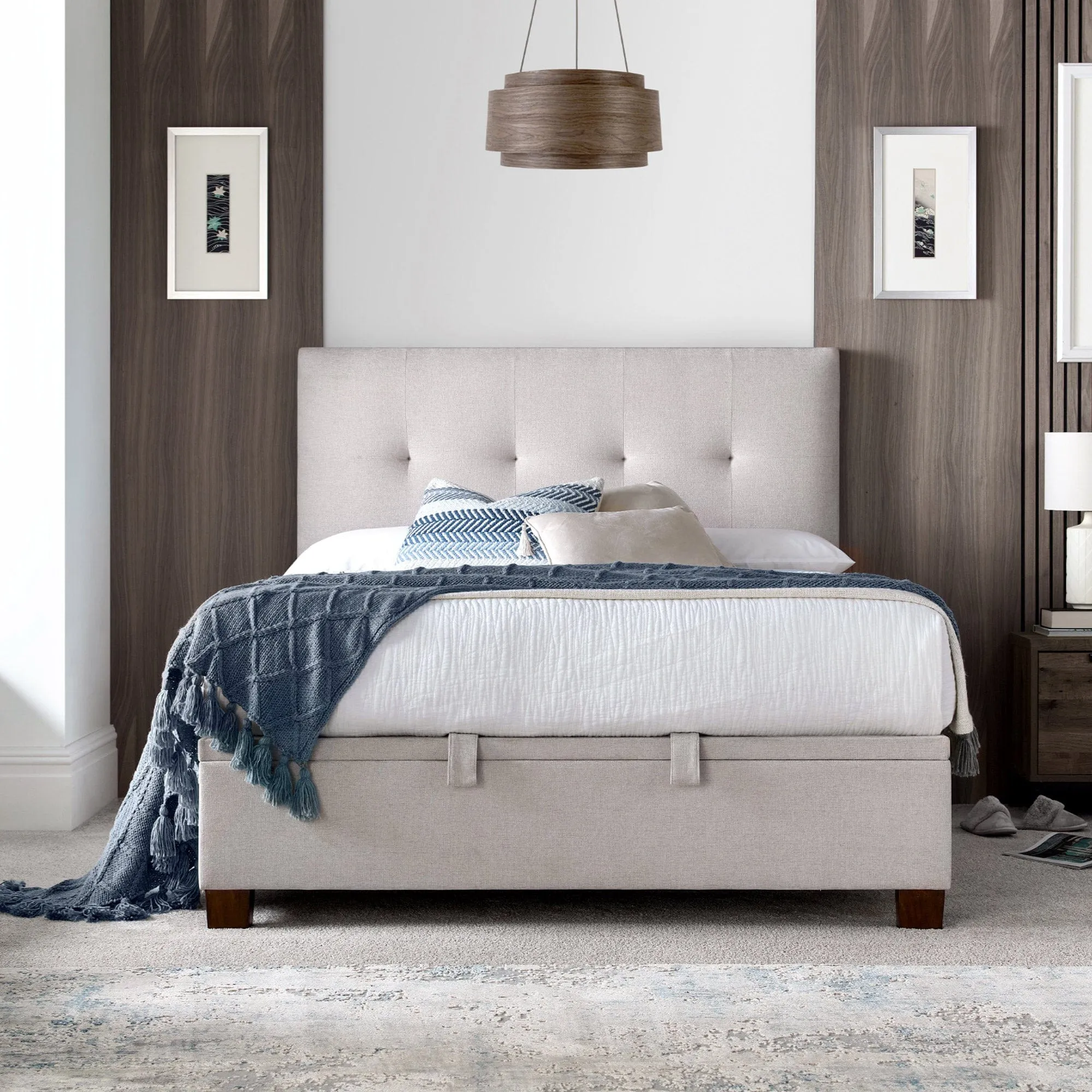 Nicola - Ottoman Bed Frame In Fabric Maskat Clay