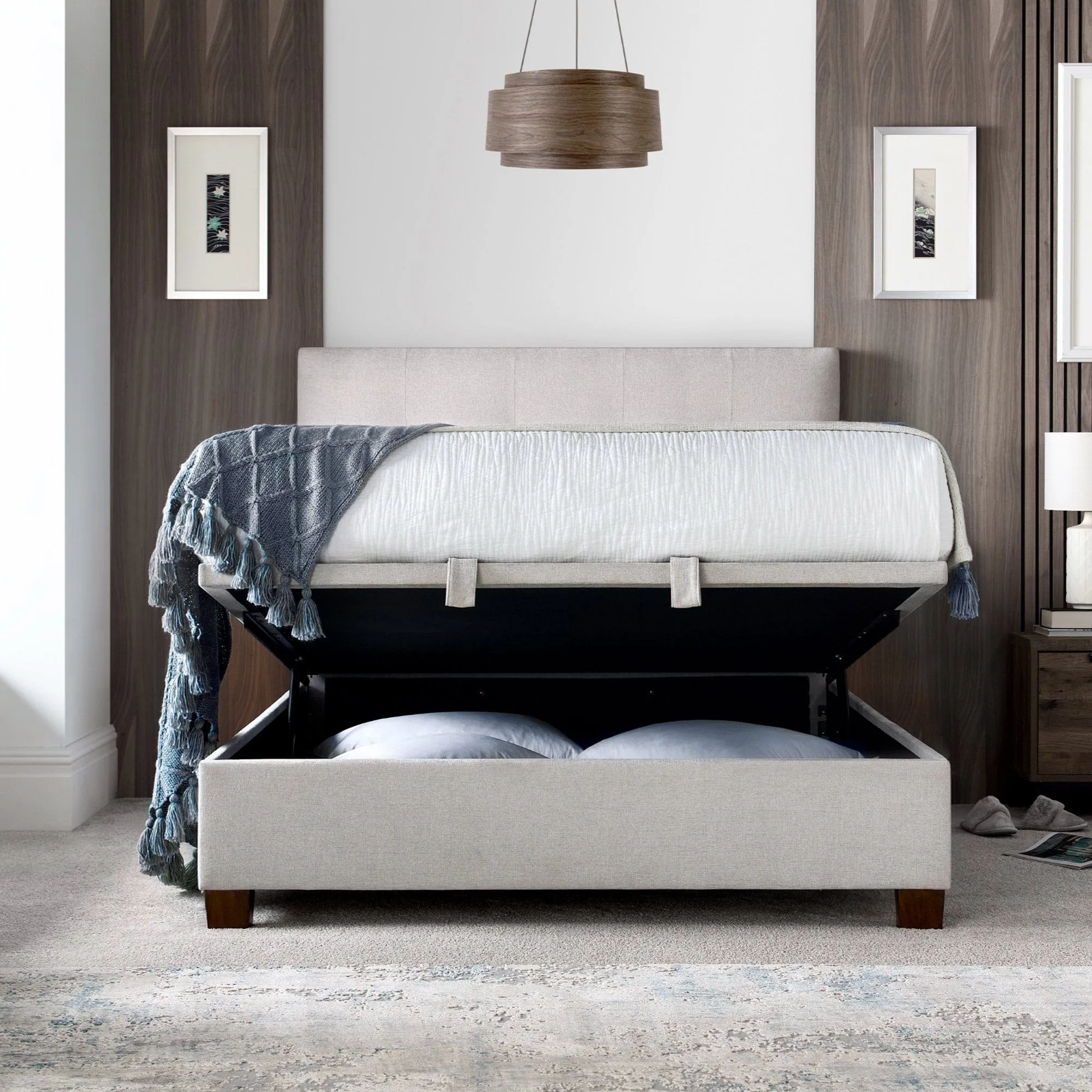 Nicola - Ottoman Bed Frame In Fabric Maskat Clay