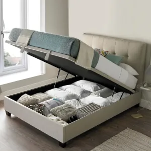 Nicola - Ottoman Bed Frame In Fabric Oatmeal