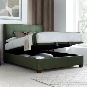 Nicola - Ottoman Bed Frame In Fabric Winter Moss Green