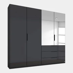 Nova - 4 Door 3 Drawer Wardrobe With Coloured Glass & Mirrored Front