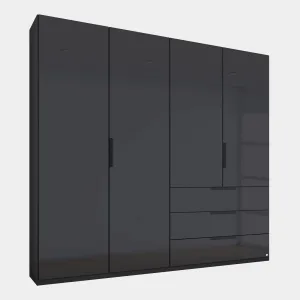 Nova - 4 Door 3 Drawer Wardrobe With Coloured Glass Front