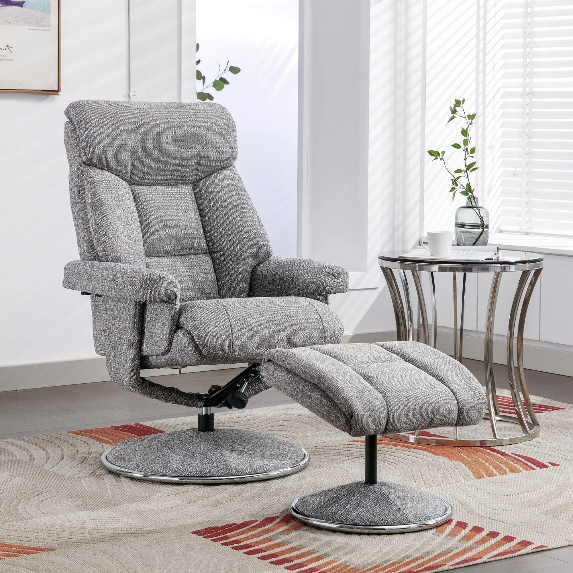 Orion - Swivel Chair & Stool In Fabric