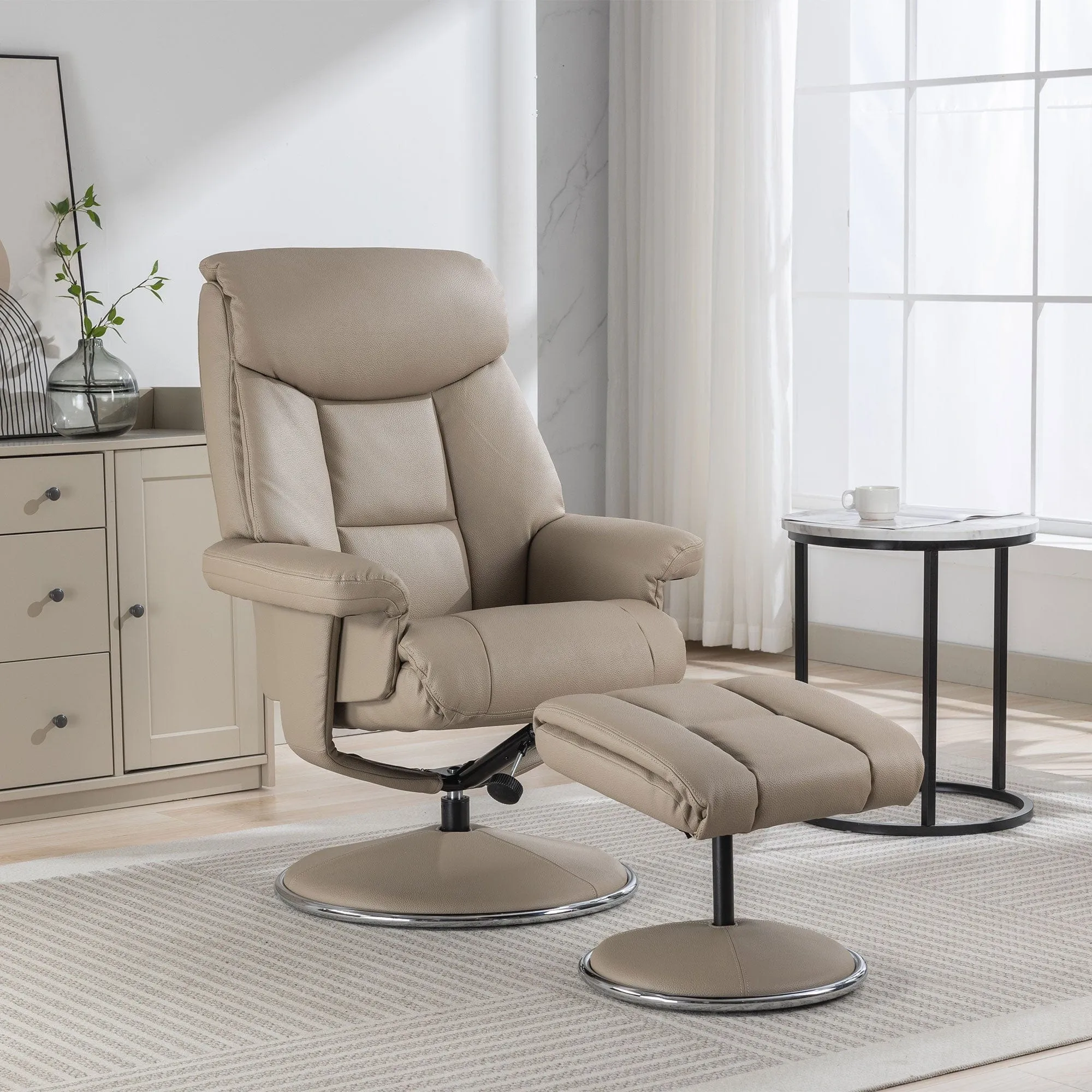 Orion - Swivel Chair & Stool In Plush PU Leather