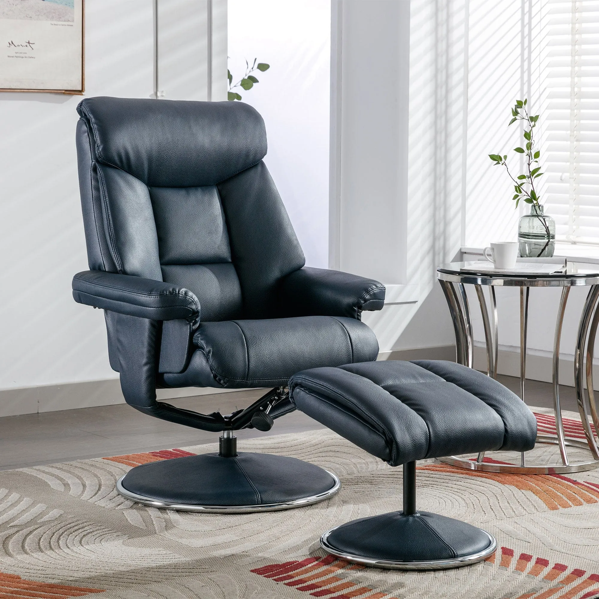 Orion - Swivel Chair & Stool In Plush PU Leather