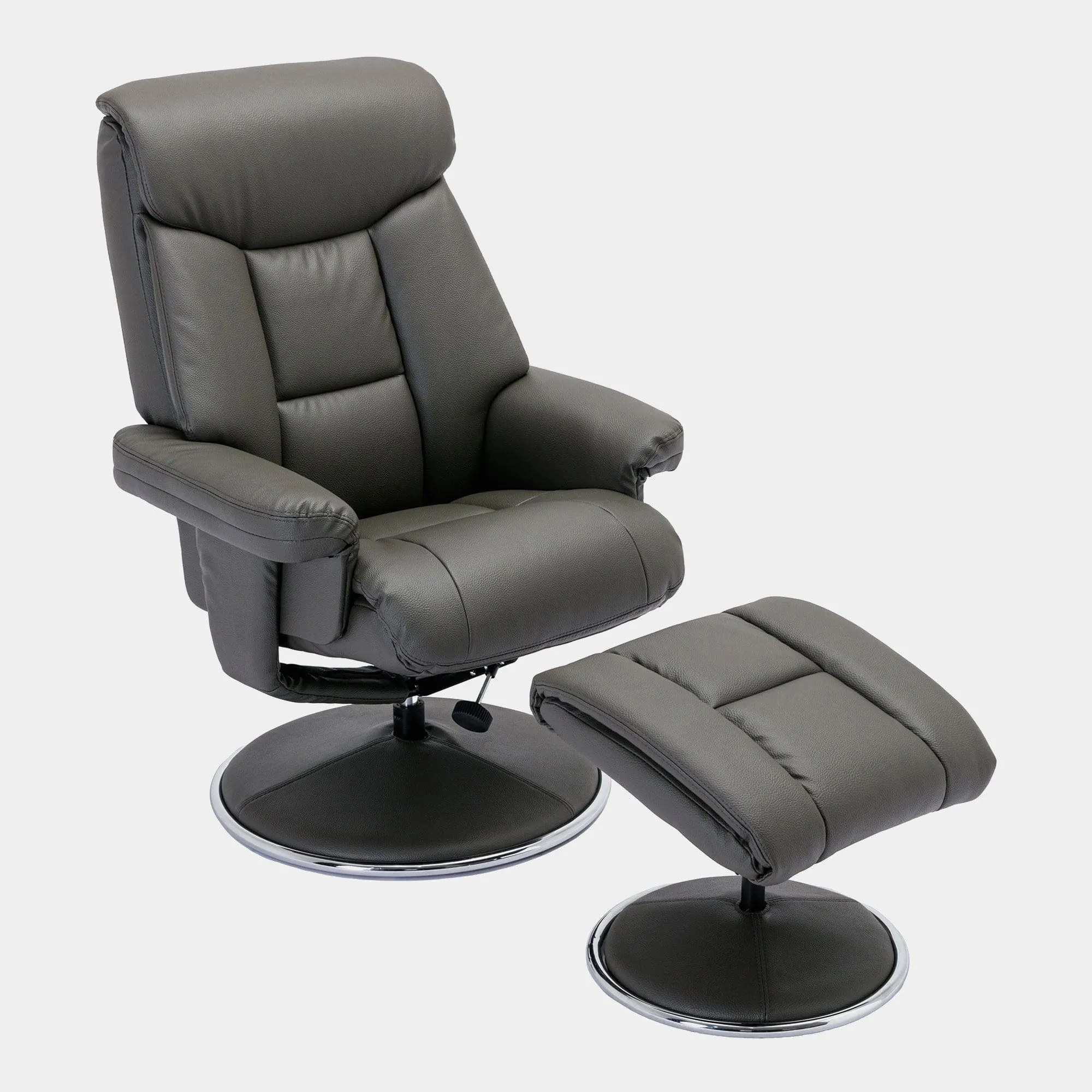 Orion - Swivel Chair & Stool In Plush PU Leather