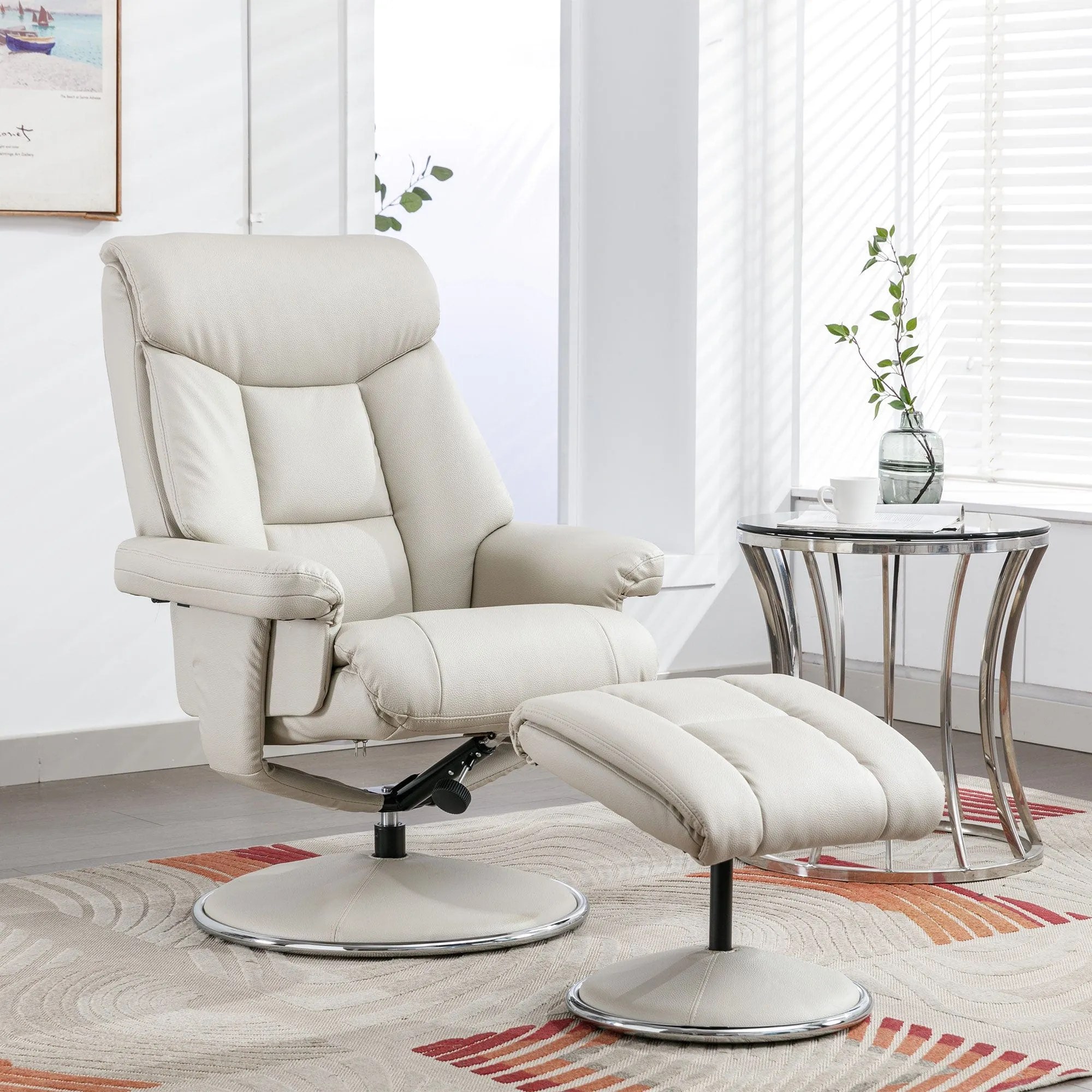 Orion - Swivel Chair & Stool In Plush PU Leather