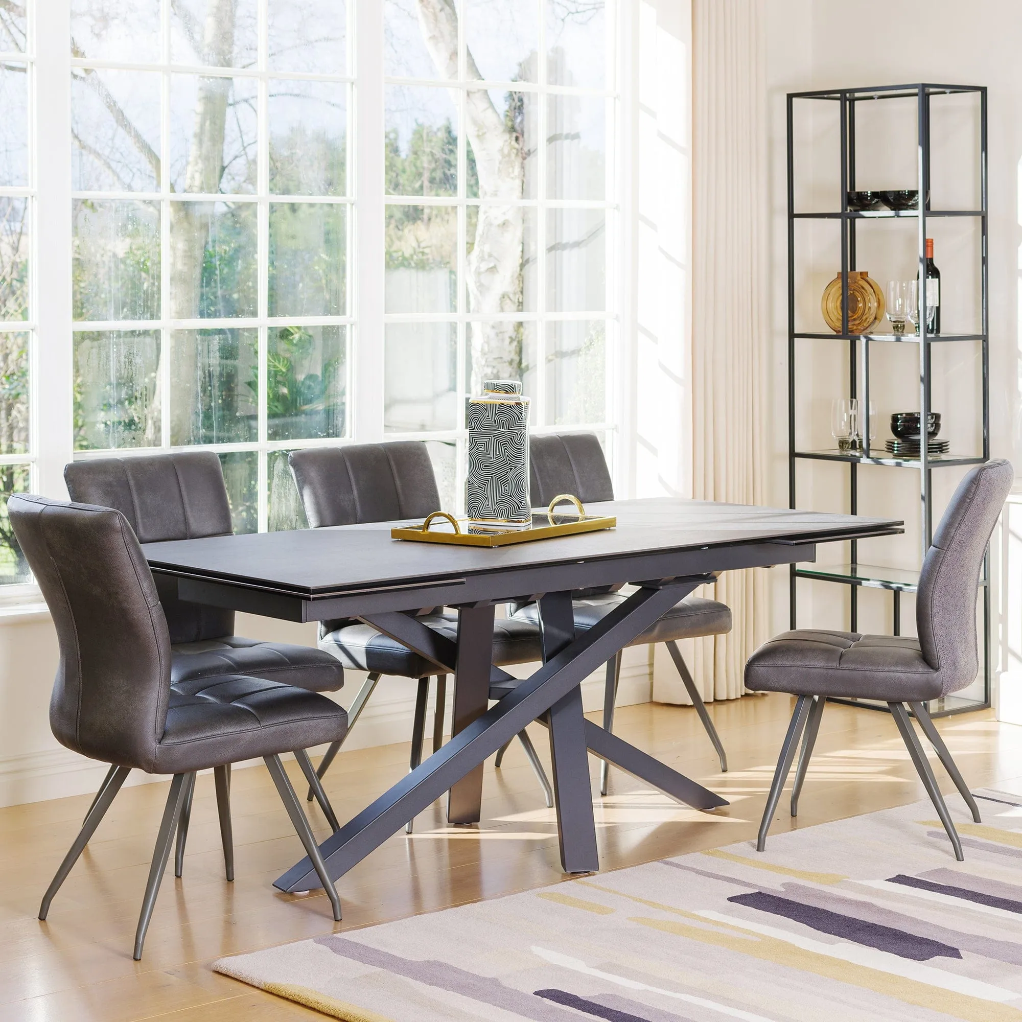 Pescara - 180cm Extending Dining Table In Dark Grey Ceramic