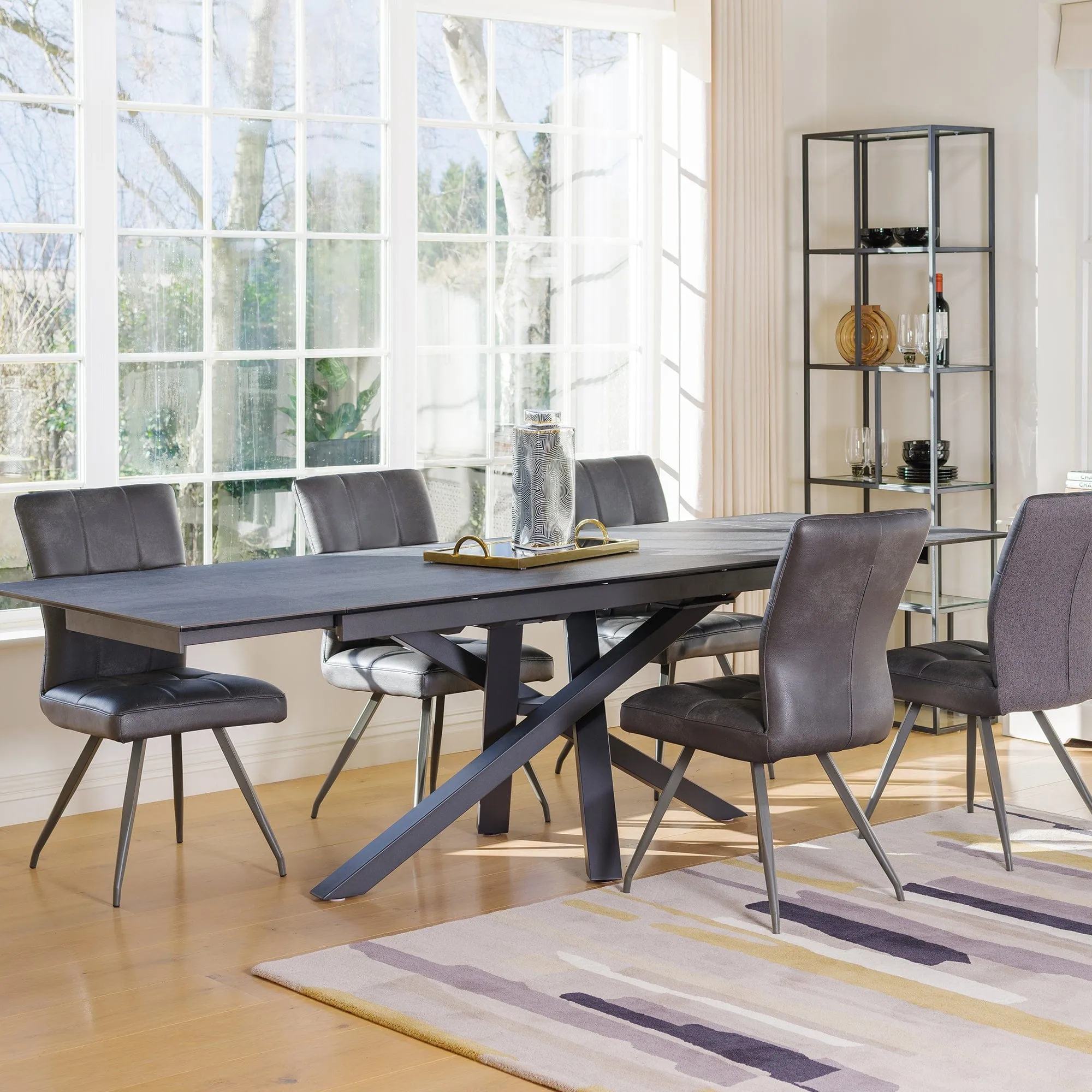 Pescara - 180cm Extending Dining Table In Dark Grey Ceramic