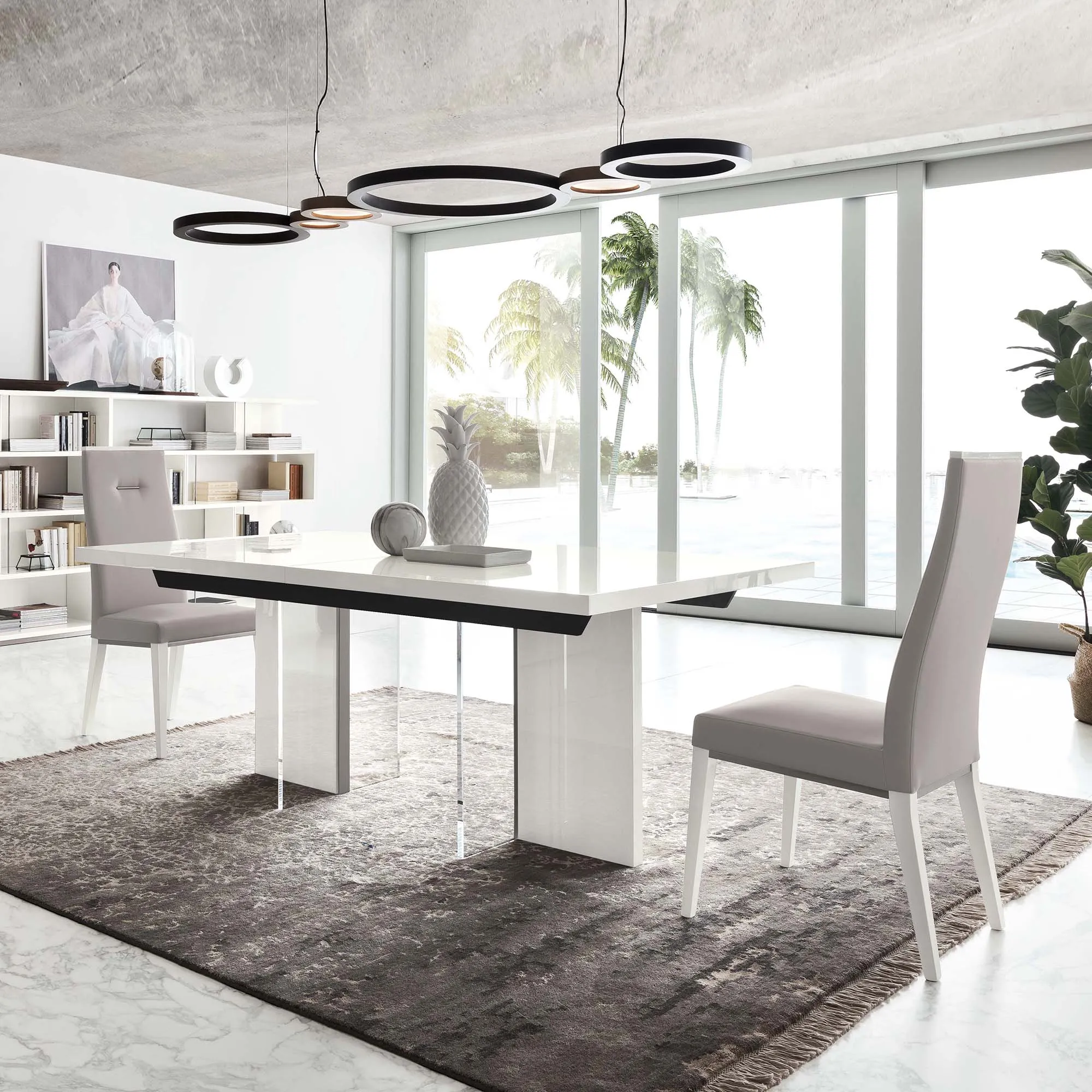Polar - Extending Dining Table In White High Gloss