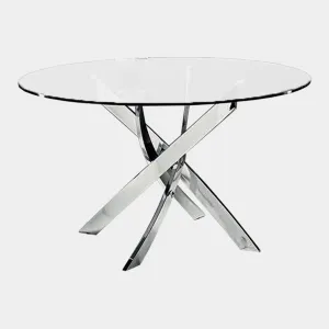 Puzzle - Round Dining Table In Glass & Chrome Finish Base