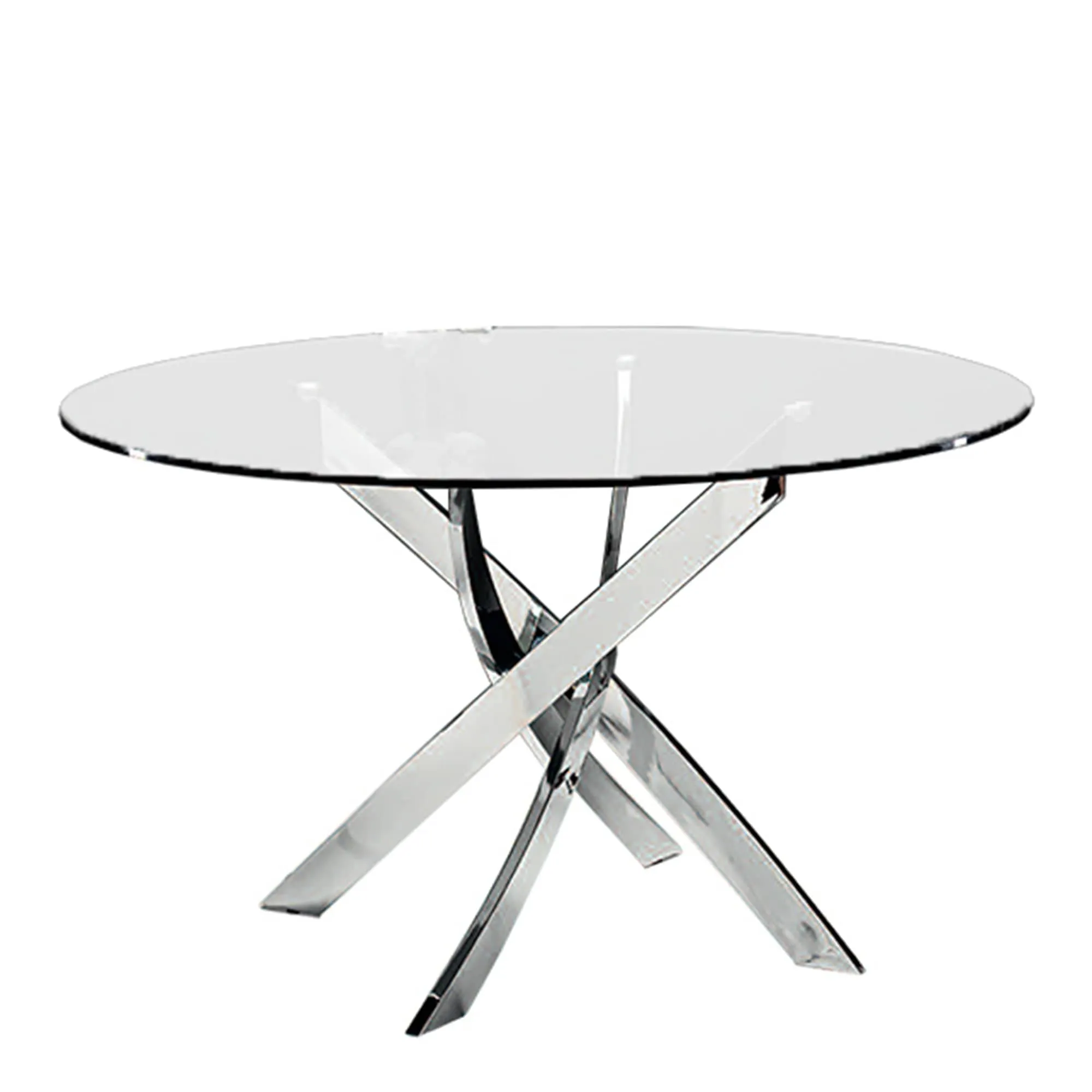 Puzzle - Round Dining Table In Glass & Chrome Finish Base