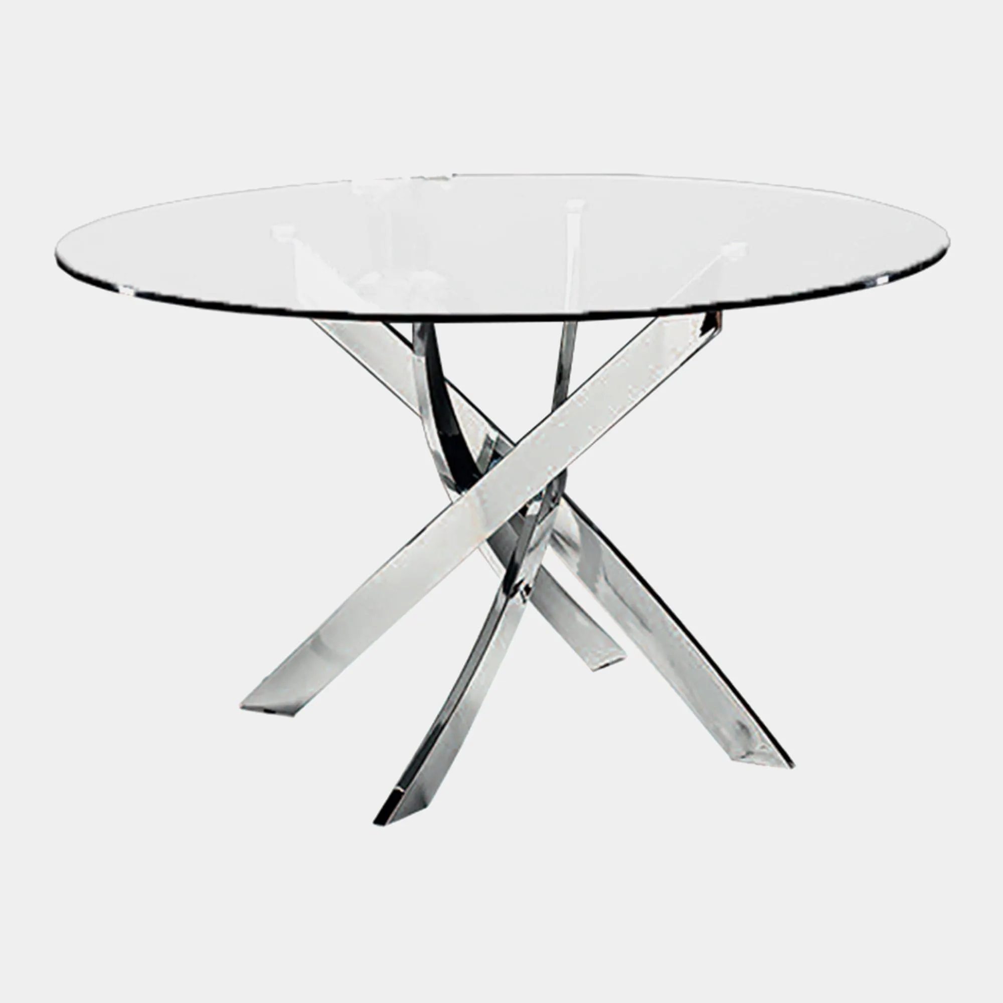Puzzle - Round Dining Table In Glass & Chrome Finish Base