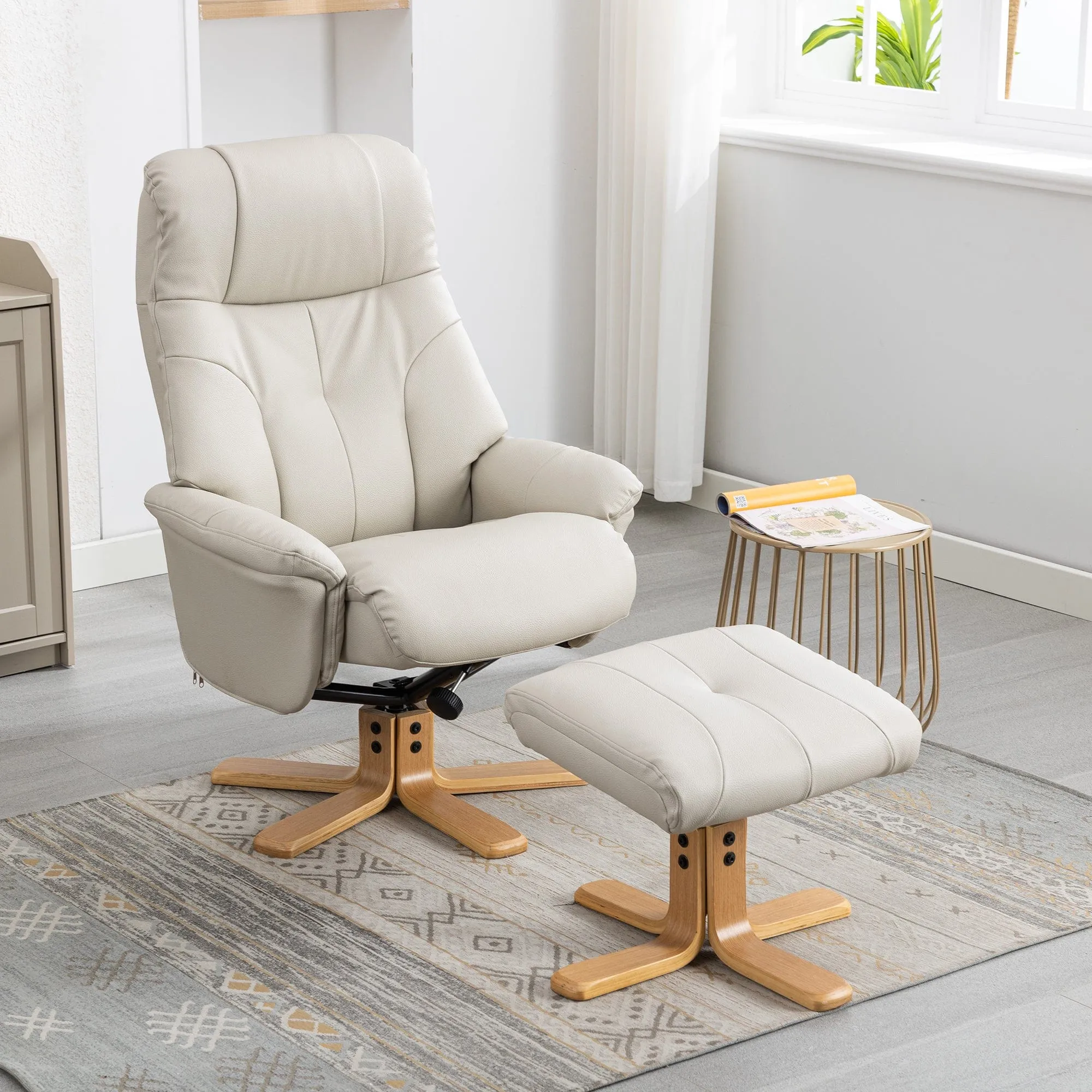 Quebec - Swivel Chair & Stool In Leather Effect