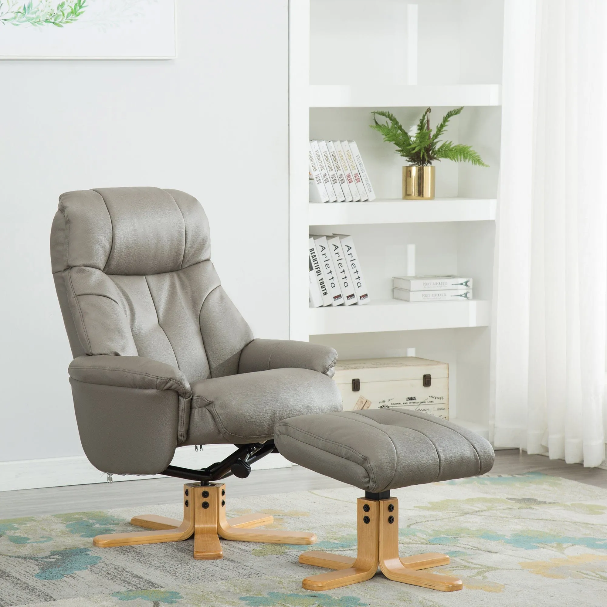 Quebec - Swivel Chair & Stool In Leather Effect