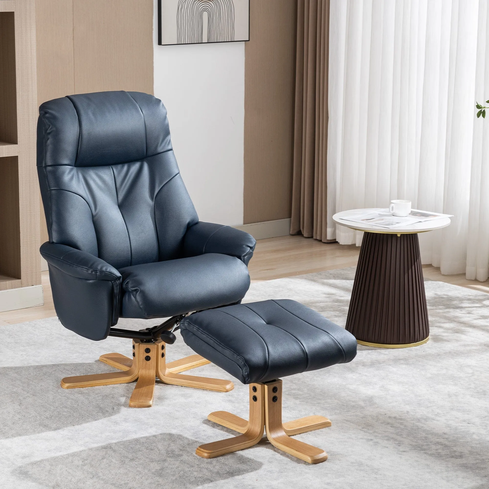 Quebec - Swivel Chair & Stool In Leather Effect