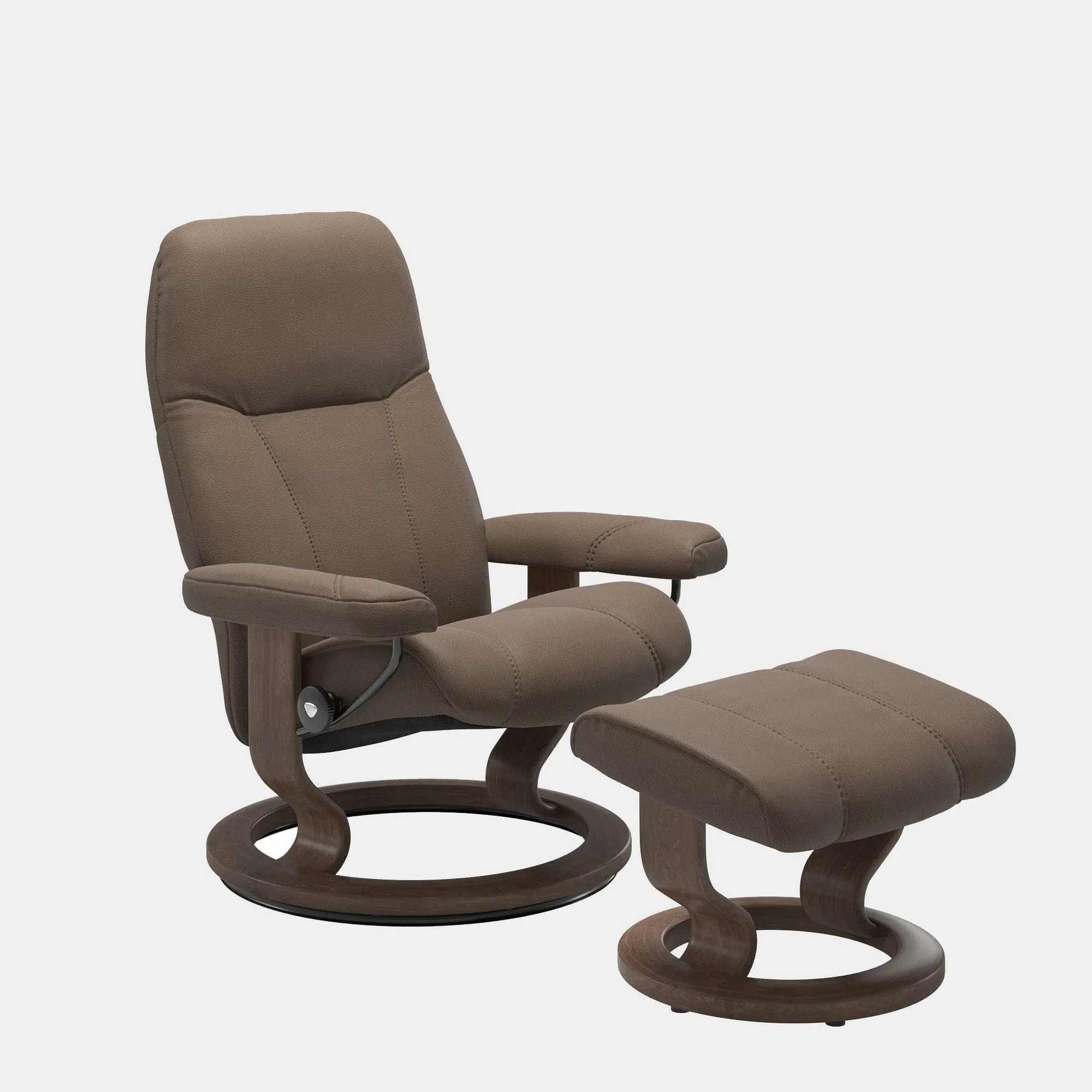 (Quickship) Stressless Consul - Chair & Stool With Classic Base In Leather