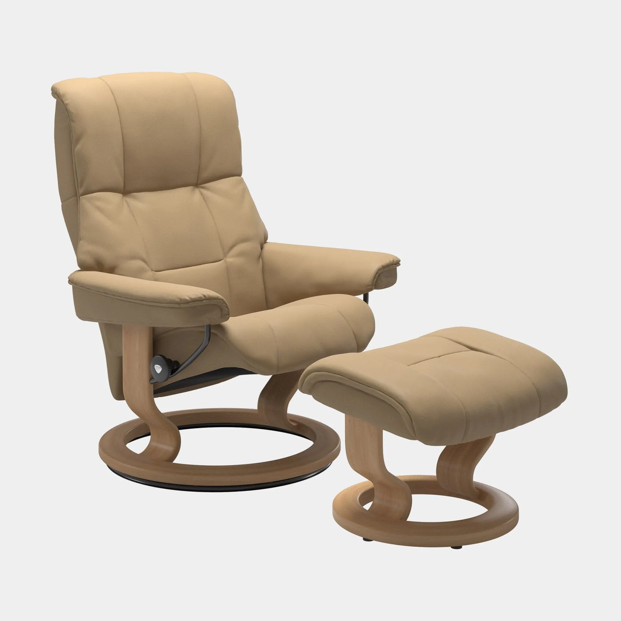 (Quickship) Stressless Mayfair - Medium Chair & Stool With Classic Base In Leather