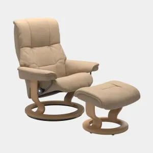 (Quickship) Stressless Mayfair - Medium Chair & Stool With Classic Base In Leather