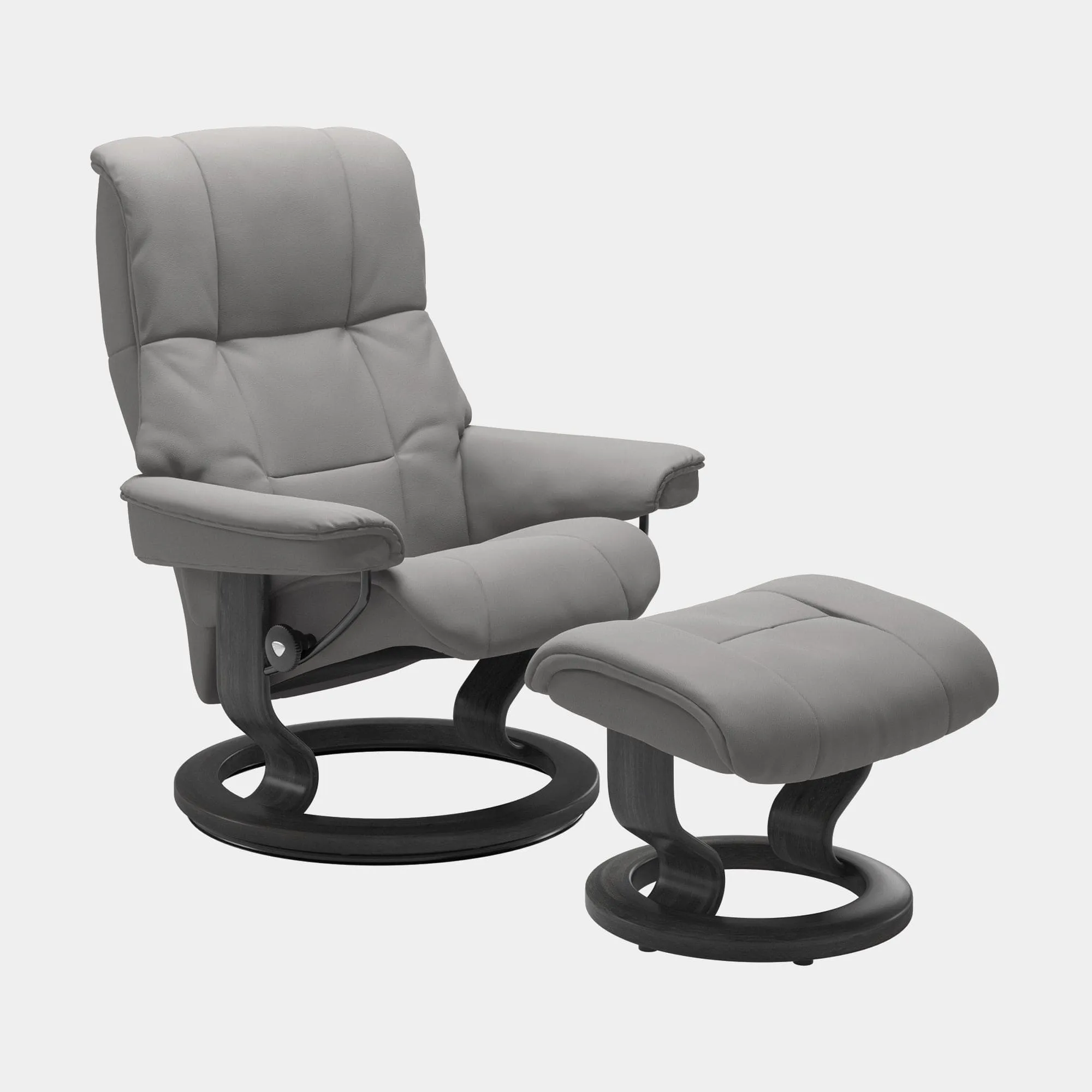 (Quickship) Stressless Mayfair - Medium Chair & Stool With Classic Base In Leather
