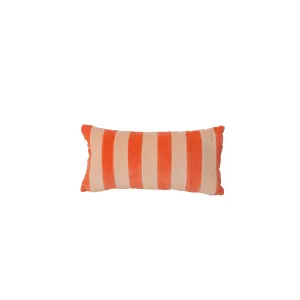 Rice DK Velvet Rectangular Pillow with Orange and Apricot Stripes - Small