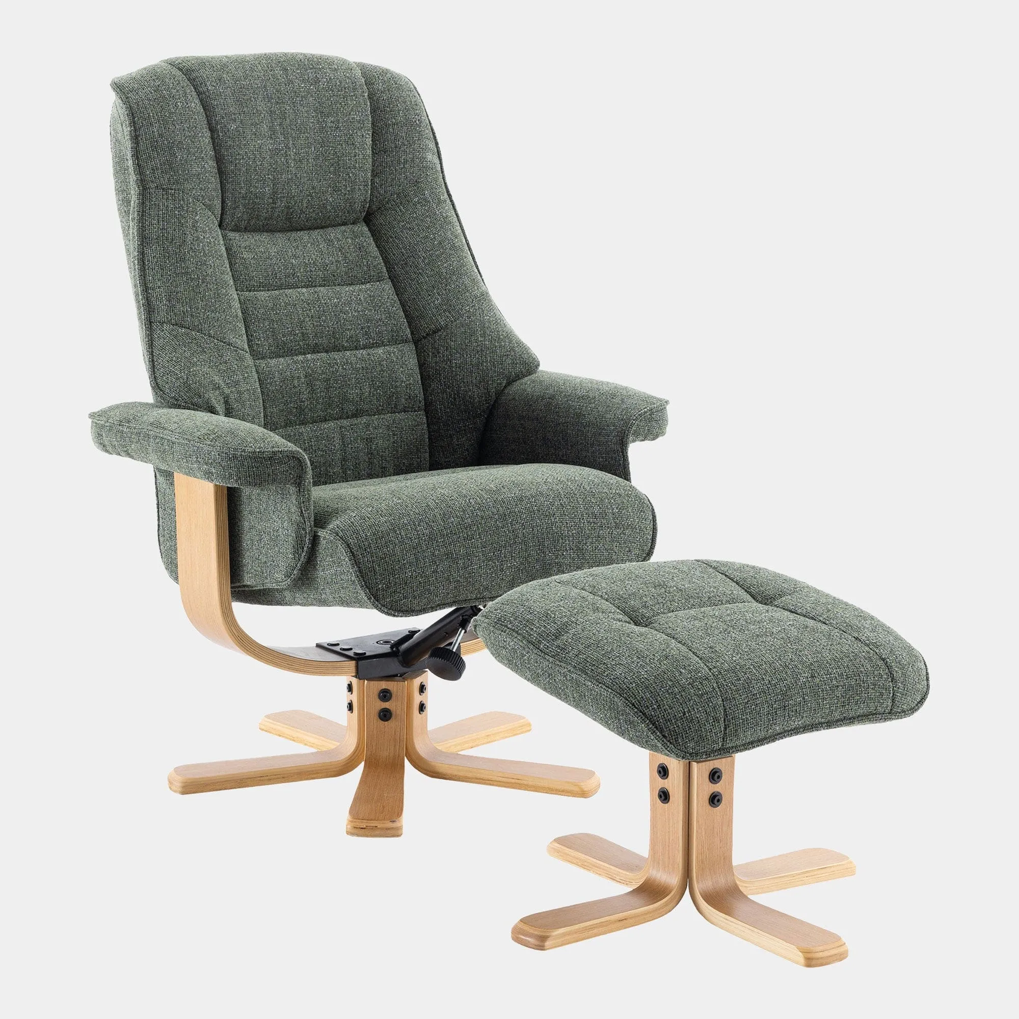 Royale - Swivel Recliner Chair & Footstool In Fabric