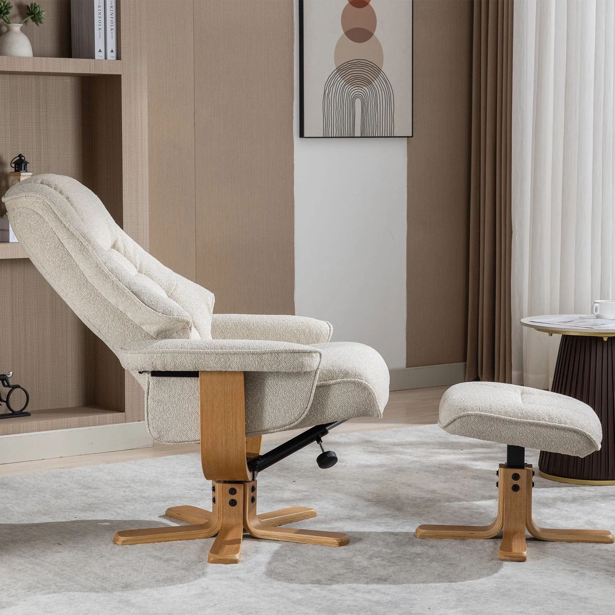 Royale - Swivel Recliner Chair & Footstool In Fabric