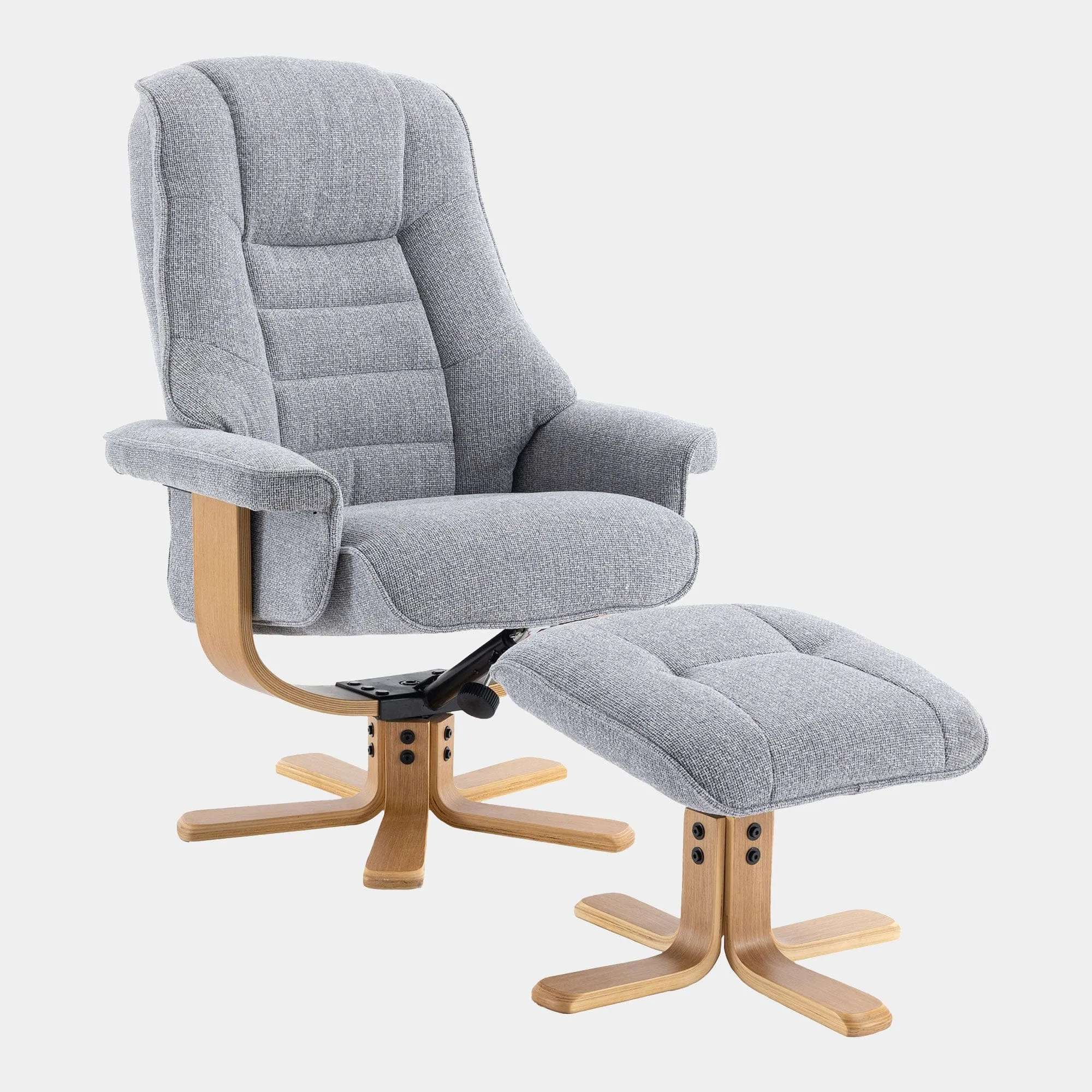 Royale - Swivel Recliner Chair & Footstool In Fabric