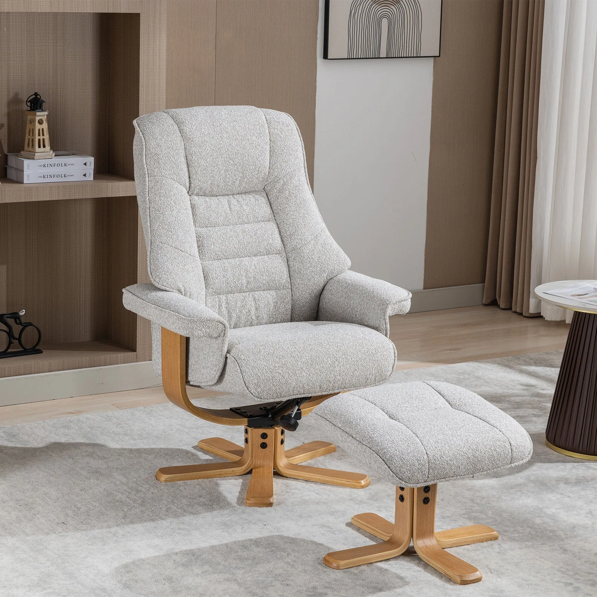 Royale - Swivel Recliner Chair & Footstool In Fabric