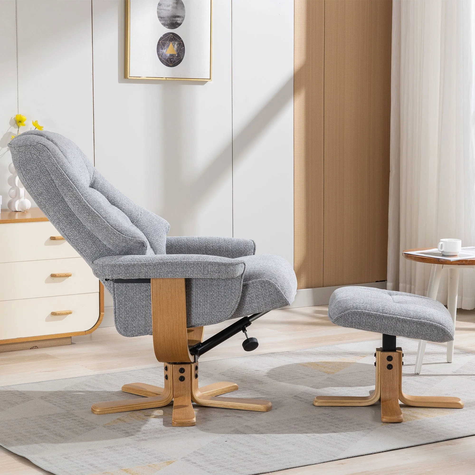 Royale - Swivel Recliner Chair & Footstool In Fabric