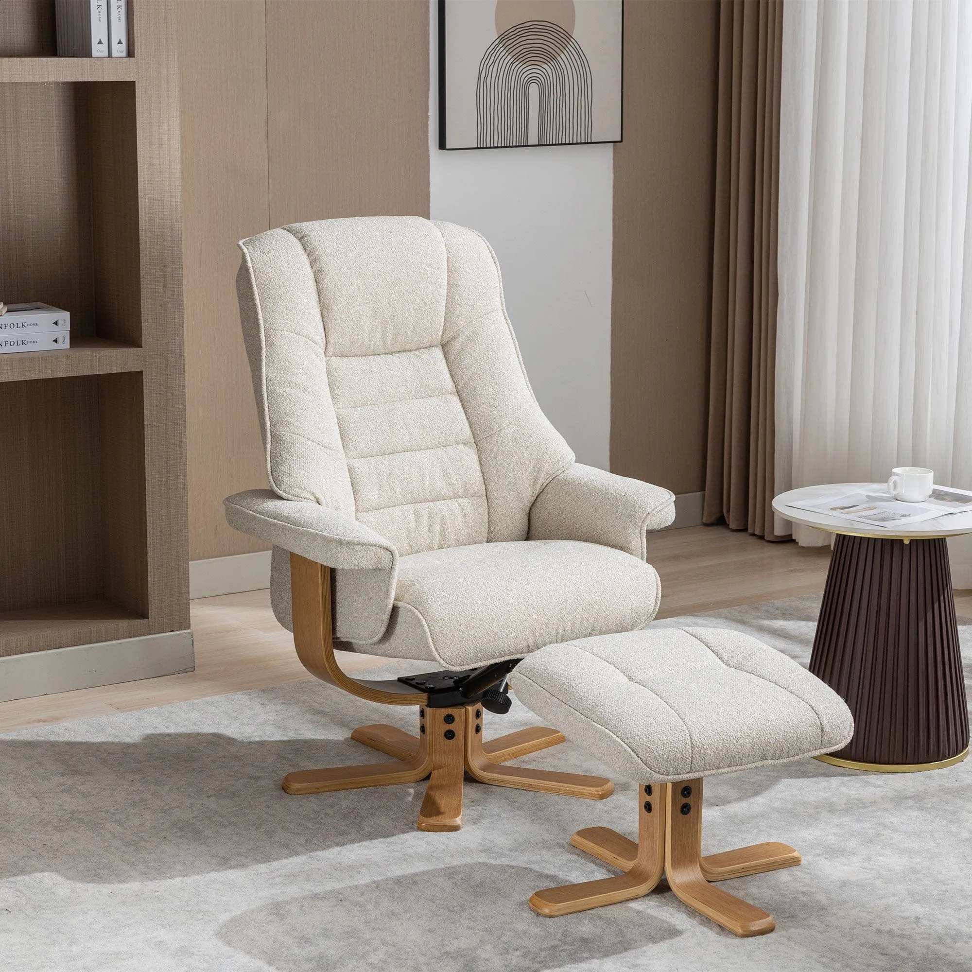 Royale - Swivel Recliner Chair & Footstool In Fabric
