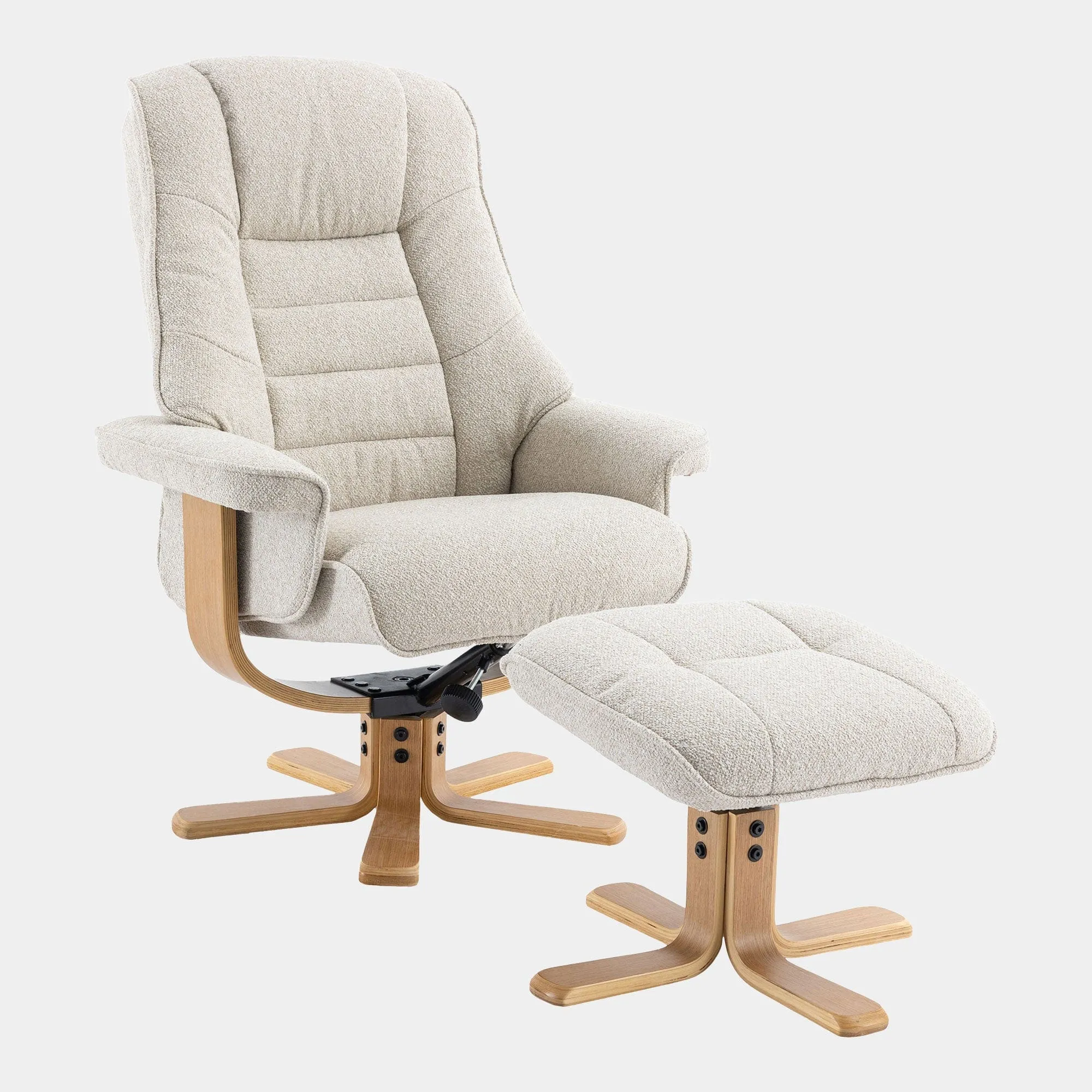 Royale - Swivel Recliner Chair & Footstool In Fabric