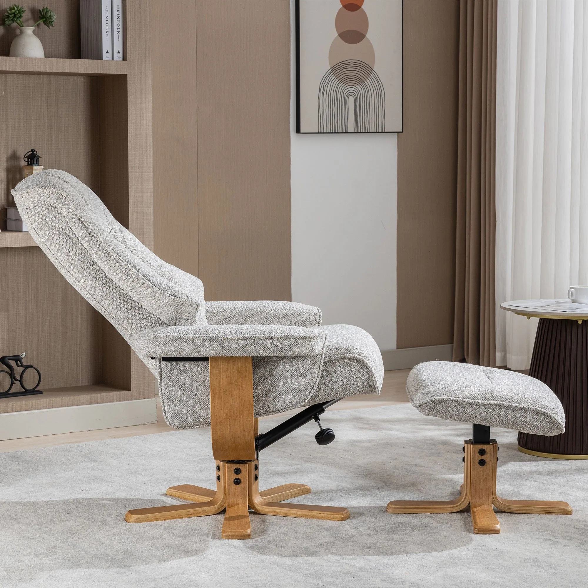 Royale - Swivel Recliner Chair & Footstool In Fabric