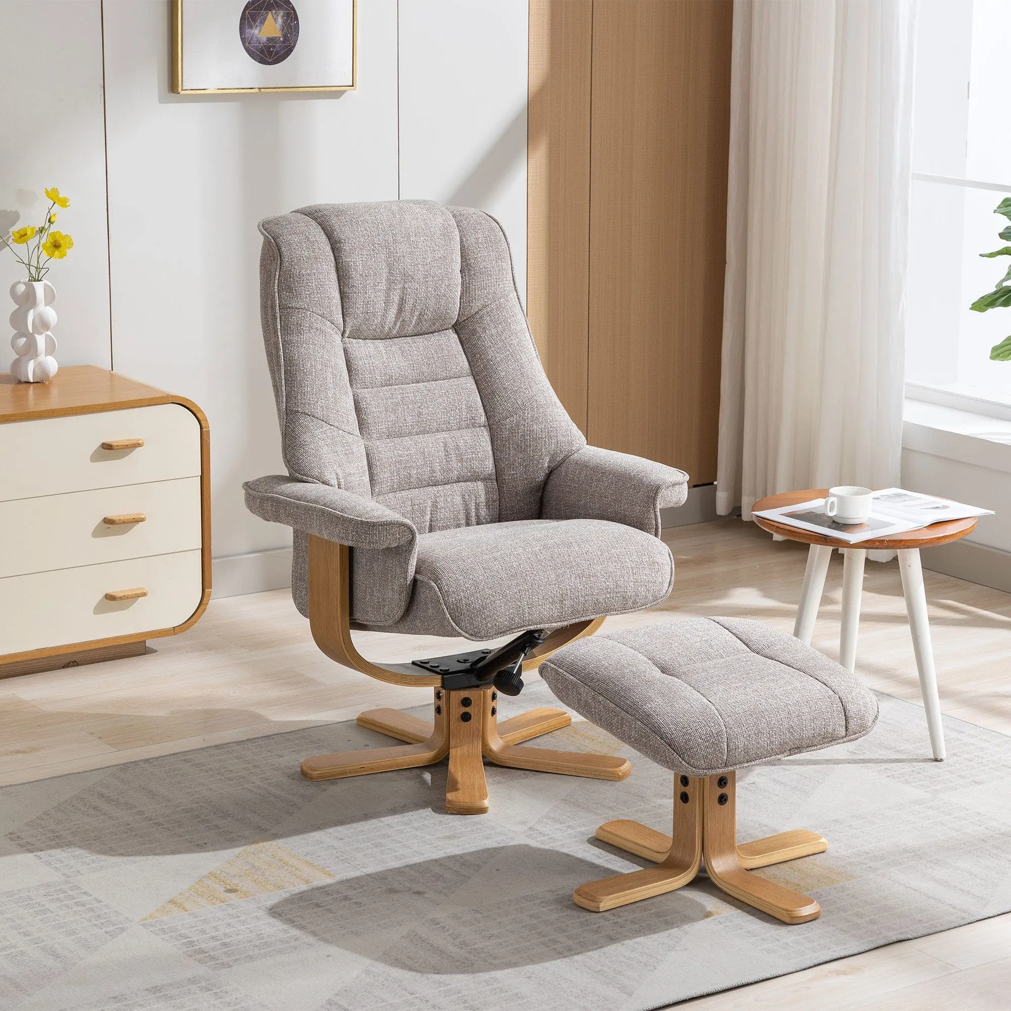Royale - Swivel Recliner Chair & Footstool In Fabric
