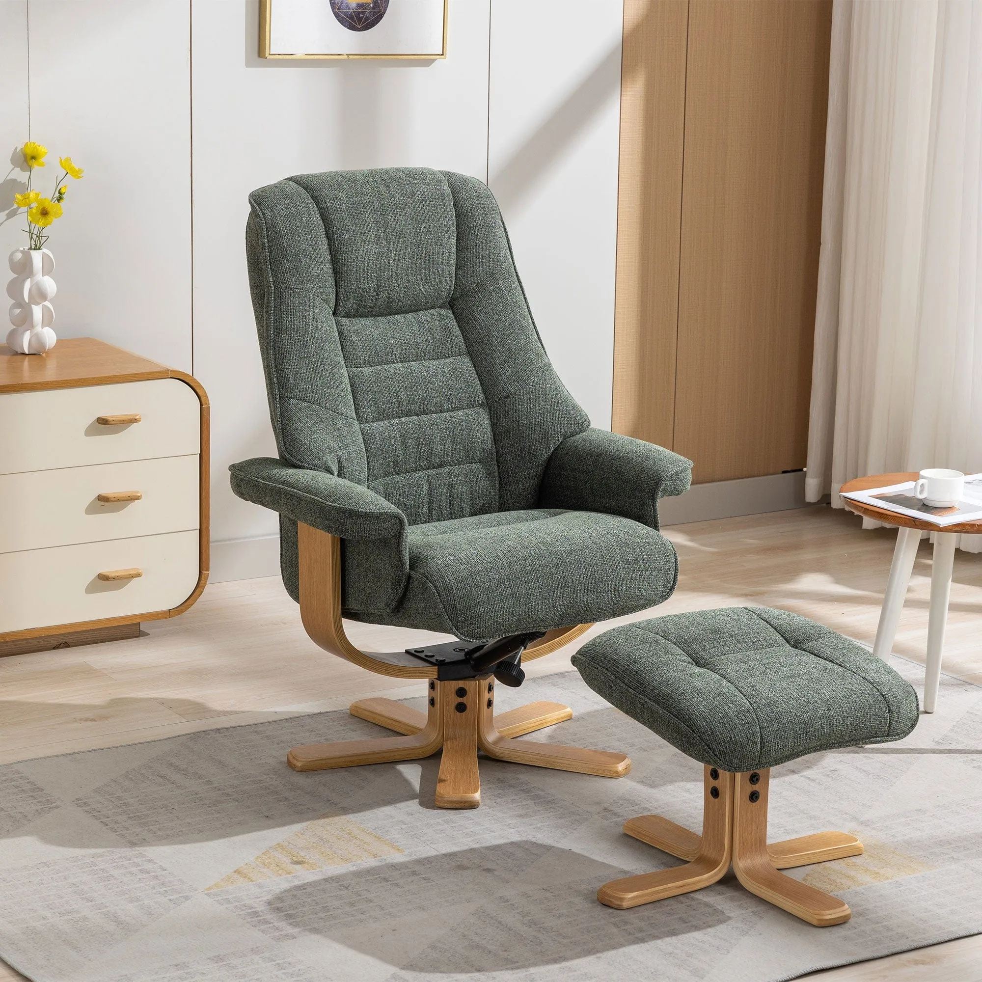 Royale - Swivel Recliner Chair & Footstool In Fabric