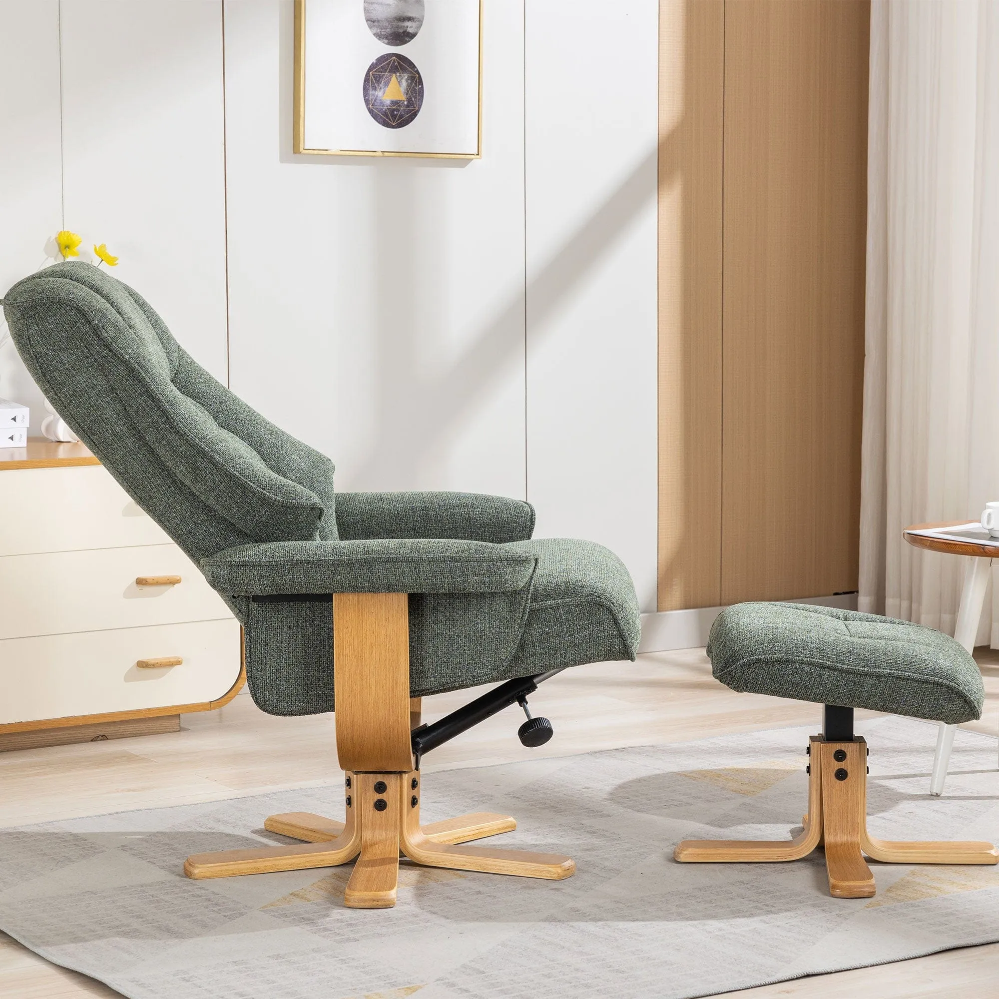 Royale - Swivel Recliner Chair & Footstool In Fabric
