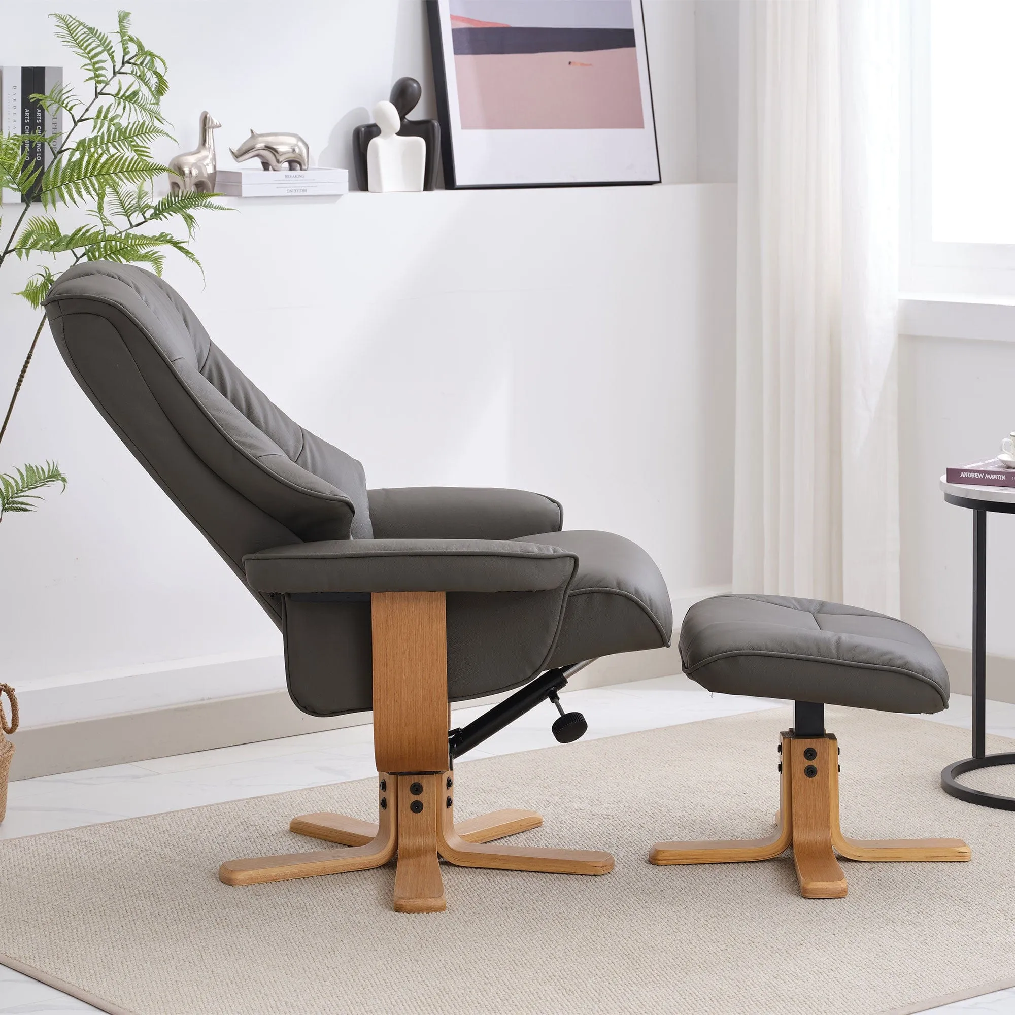 Royale - Swivel Recliner Chair & Footstool In Leather